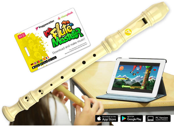 Voggenreiter Flute Master (App) + Blockflöte aus Kunststoff in deutscher Griffweise