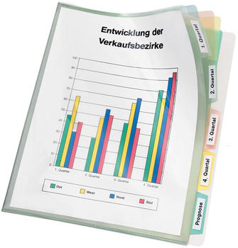VELOFLEX Registerhülle DIN A4 transparent 5-fach farbige Unterteilung transparent (4540000)