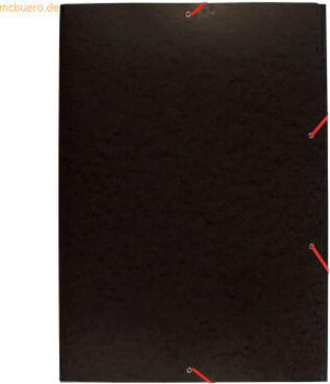 Exacompta Sammelmappe mit Gummizug und 3 Klappen aus Colorspan-Karton 600/qm A2 (10 St&uuml;ck) schwarz