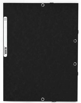 Exacompta Sammelmappe mit Gummizug und 3 Klappen aus Colorspan-Karton 355g/qm A4 (10 St&uuml;ck) schwarz