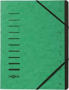 PAGNA Ordnungsmappe A4 12 F&auml;cher gr&uuml;n (40059-03)