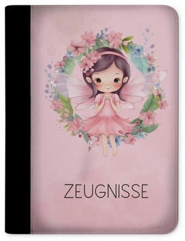CreaDesign Zeugnismappe/Dokumentemappe mit 10 Klarsichthüllen (24x31x1cm) Fee Blumenkranz