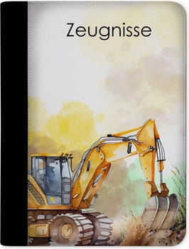 CreaDesign Zeugnismappe/Dokumentemappe mit 10 Klarsichthüllen (24x31x1cm) Bagger