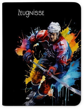 CreaDesign Zeugnismappe/Dokumentemappe mit 10 Klarsichthüllen (24x31x1cm) Eishockey Spieler