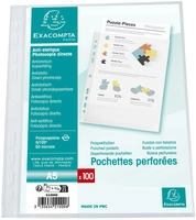 Exacompta 51000E 10x Packung mit 100 Prospekth&uuml;llen PP genarbt 50&mu; - A5 -...