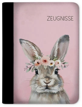 CreaDesign Zeugnismappe/Dokumentemappe mit 10 Klarsichthüllen (24x31x1cm) Hase Blume