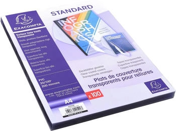 Exacompta 100er Pack Einbanddeckel, PVC, DIN A4 kristall (42542E)
