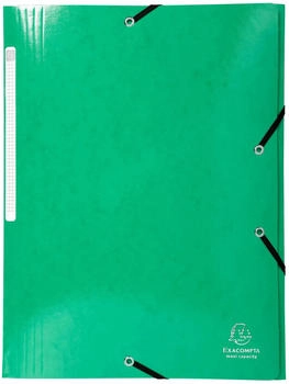 Exacompta 25x Sammelmappe +3 Klappen Gummizug MAXI Karton A4 Dunkelgr&uuml;n (55830E)