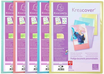 Exacompta 10x Sichtmapppen A4, PP, 40 H&uuml;llen, Kreacover Pastell, sortiert, (5849E)