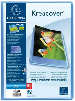 Exacompta 10x Sichtmappe PP 500&micro; + 40 H&uuml;llen Kreacover, A4, Blau, (5742E)