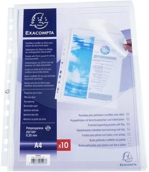 Exacompta 10x Sichth&uuml;llen A4 PP 200my glasklar mit Falte und Lasche (5503E)