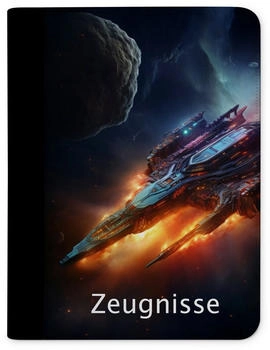 CreaDesign Zeugnismappe/Dokumentemappe mit 10 Klarsichthüllen (24x31x1cm) Spaceshuttle dark