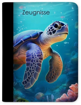 CreaDesign Zeugnismappe/Dokumentemappe mit 10 Klarsichthüllen (24x31x1cm) Schildkröte