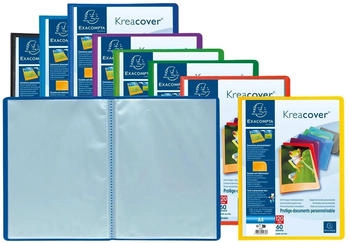 Exacompta 8x Sichtmappe PP 500µ + 60 Hüllen Kreacover, A4, sortiert, (5660E)