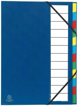 Exacompta 6x Ordnungsmappe Deckel 3mm Gummizug 12 F&auml;cher A4 Blau (55342E)