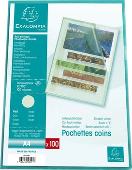 Exacompta 10x Pack 100 Aktenh&uuml;llen PP genarbt 1,2mm - A4 - Gr&uuml;n - (58523E)