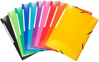Exacompta 25x Sammelmappe +3 Klappen Gummizug MAXI Karton A4 sortiert (55929E)