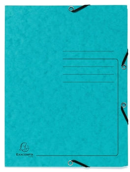 Exacompta 25x Sammelmappe + Gummizug 3 Klappen Karton 355g/m2 A4 Türkis (55422E)
