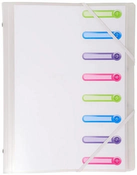 Exacompta 10x Ordnungsmappe RC-PP 500µ 3 Klappen 8 Fächer A4 Transparent (56187E)
