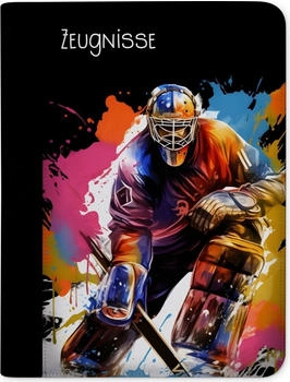 CreaDesign Zeugnismappe/Dokumentemappe mit 10 Klarsichthüllen (24x31x1cm) Eishockey Torwart
