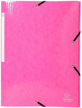 Exacompta 25x Sammelmappe + 3 Klappen Gummizug MAXI Karton 425g A4 Rosa (55824E)