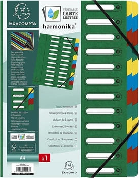 Exacompta Ordnungsmappe A4 24-teilig mit Gummizug gr&uuml;n (55243E)