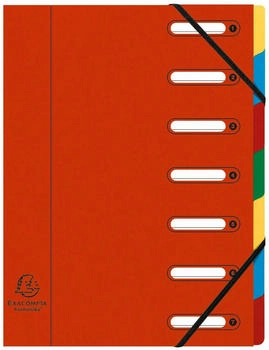 Exacompta 8x Ordnungsmappe HARMONIKA Gummizug Karton 7 Fächer A4 Rot (55075E)
