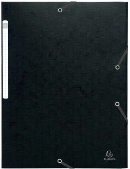 Exacompta 25x Sammelmappe +Gummizug 3 Klappen Karton 600g A4 MAXI Schwarz (55951E)