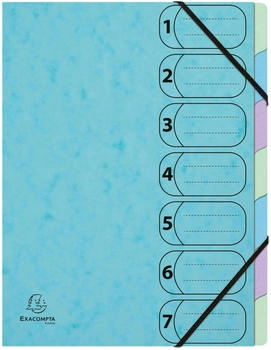 Exacompta 8x Ordnungsmappe A4 Harmonika Gummizug 7 F&auml;cher sortiert (56560E)