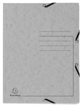 Exacompta 25x Sammelmappe + Gummizug 3 Klappen Karton 355g/m2 A4 Grau (55423E)