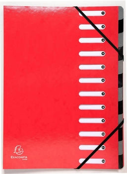 Exacompta 6x Ordnungsmappe Harmonika dehnbar Karton 12 F&auml;cher Rot (53925E)