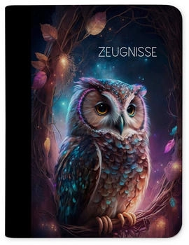 CreaDesign Zeugnismappe/Dokumentemappe mit 10 Klarsichthüllen (24x31x1cm) Eule Dream