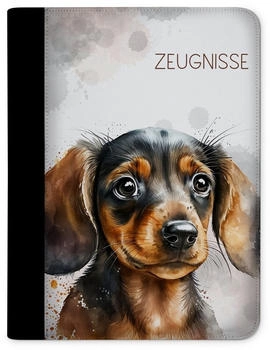 CreaDesign Zeugnismappe/Dokumentemappe mit 10 Klarsichthüllen (24x31x1cm) Dackel