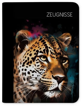 CreaDesign Zeugnismappe/Dokumentemappe mit 10 Klarsichthüllen (24x31x1cm) Leopard