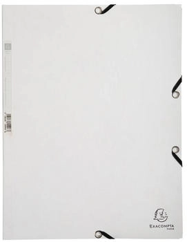 Exacompta 25x Sammelmappe + Gummizug 3 Klappen Karton 400g/m2 A4 Wei&szlig; (55506E)