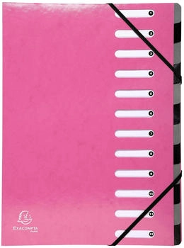 Exacompta 6x Ordnungsmappe Harmonika dehnbar Karton 12 Fächer Rosa (53928E)