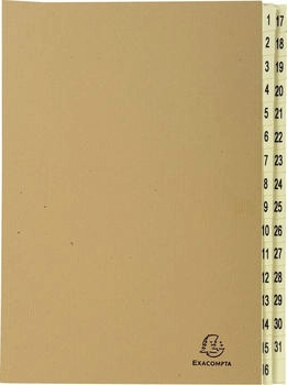 Exacompta Ordnungsmappe mit 31 F&auml;chern von 1-31 Kraft, A4, Kraft braun, (22219E)
