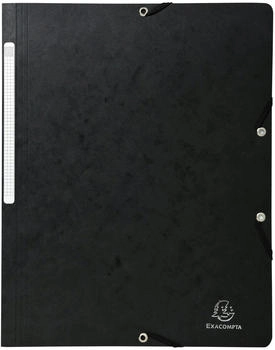 Exacompta 25x Eckspannmappe + Gummizug ohne Klappen, Karton, A4, Schwarz, (5561E)