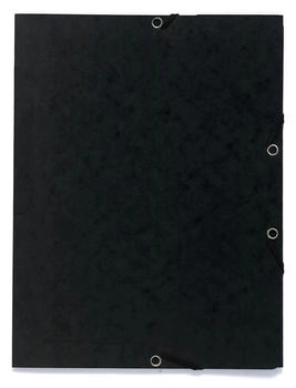 Exacompta 25x Sammelmappe + Gummizug 3 Klappen Karton 355g/m2 A4 Schwarz (55401E)