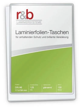 r&b Laminierfolien A6 (111 x 154 mm), 2 x 125 mic, glänzend (100 Stück)