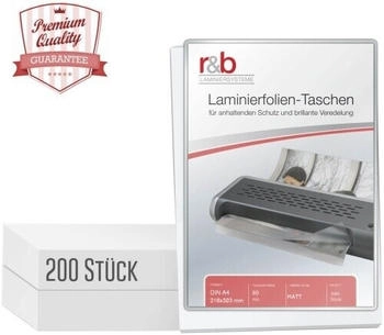 r&b Laminierfolien A4 200 Stück (216 x 303 mm), 2 x 80 mic, matt (200 Stück)