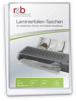 r&b Laminierfolien A3 (303 x 426 mm), 2 x 100 mic, matt (100 Stück)