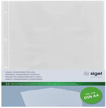 sigel Transparenth&uuml;llen f&uuml;r Speisekarten-Mappen A4, 10 St&uuml;ck (SM190)