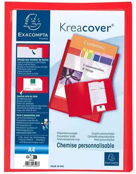 Exacompta Kreacover Pr&auml;sentationsmappe A4 PP 400&micro; Rot 30er-Pack (43503E)