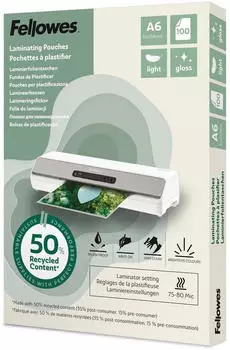 Fellowes Laminierfolien A6 80mic Gl&auml;nzend, 100er Pack (100143441)