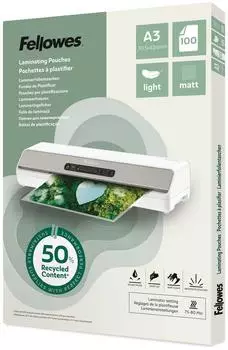 Fellowes Laminierfolien A3 Matt 80mic 100 St&uuml;ck 50% Recycling (100143436)