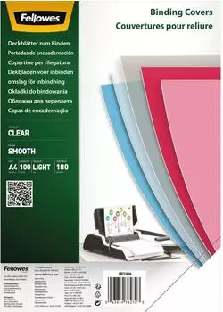 Fellowes PET-Einbandabdeckung A4 transparent 180mic, 100 St&uuml;ck (5384601)