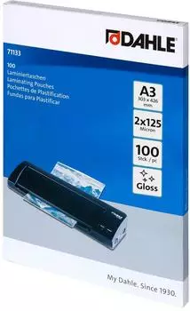 Dahle Laminierfolien DIN A3, 125mic, gl&auml;nzend, 100 St&uuml;ck (71133)
