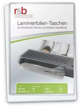 r&b Laminierfolien A3 (303 x 426mm), 2x80mic, matt/glänzend, 100 Stück (FT-A3-80MG)