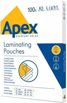 Fellowes Apex A3-Laminierfolien, gl&auml;nzend, 150 Mikron, 100er-Pack (6001901)